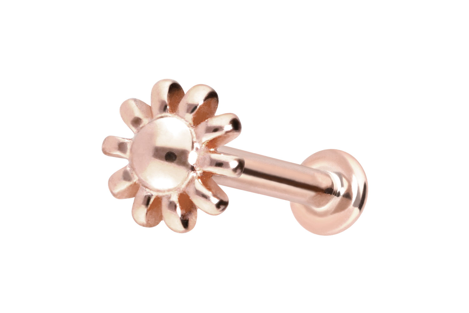 14 Karat Gold Labret Piercing mit Innengewinde BLUME